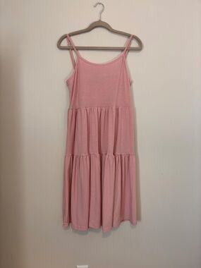 Pink tiered summer ruffled dress
